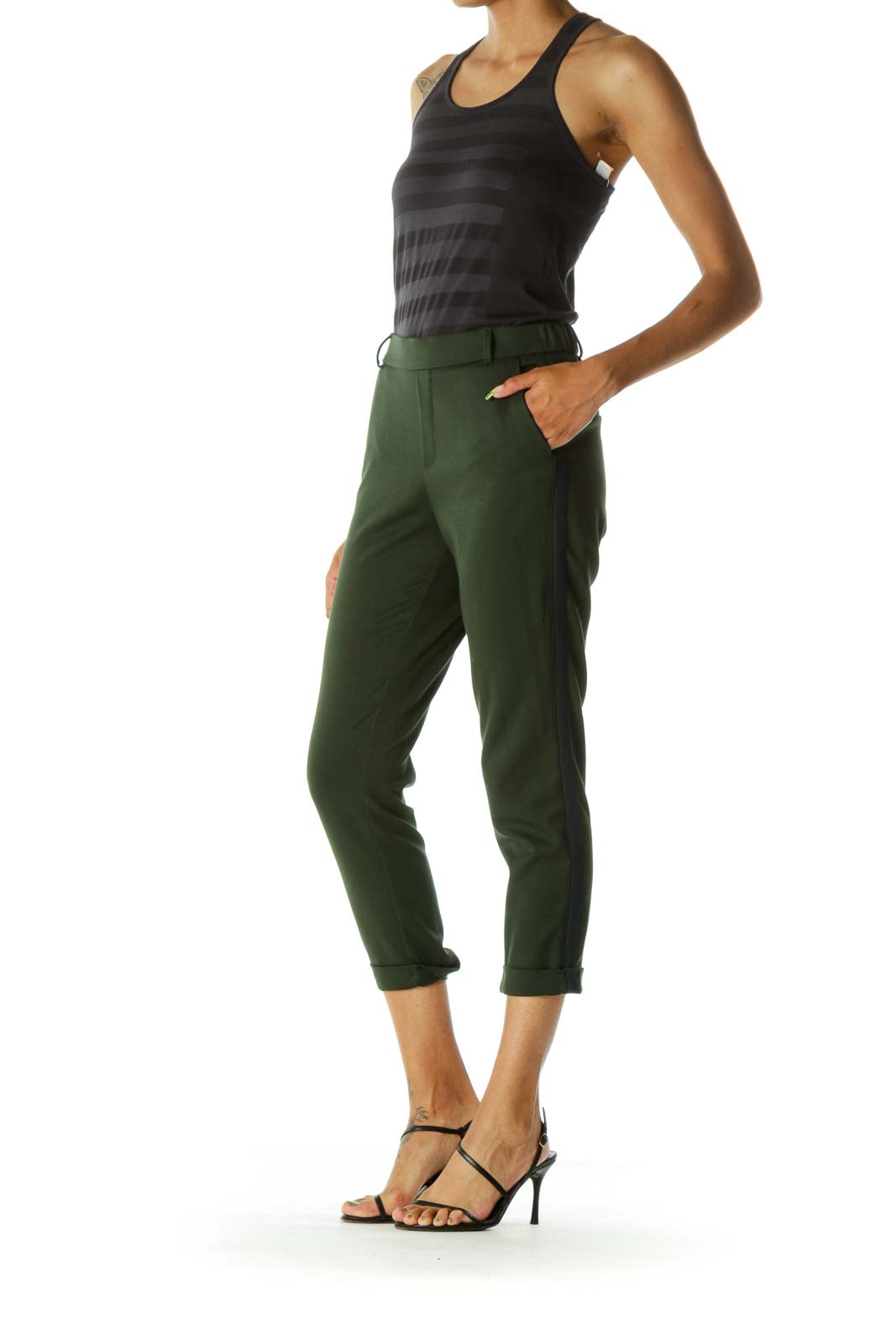 Olive Green Side Detail Pants