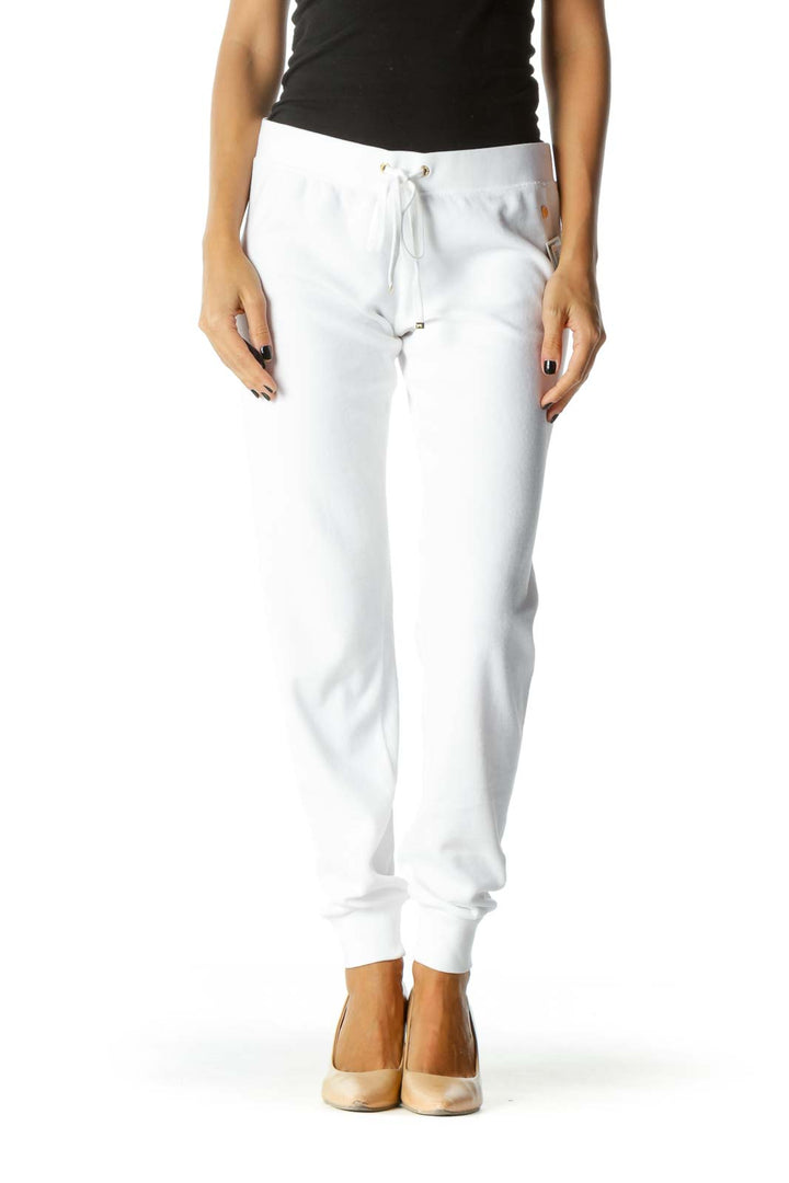 White Gold Hardware Drawstring Sweatpants