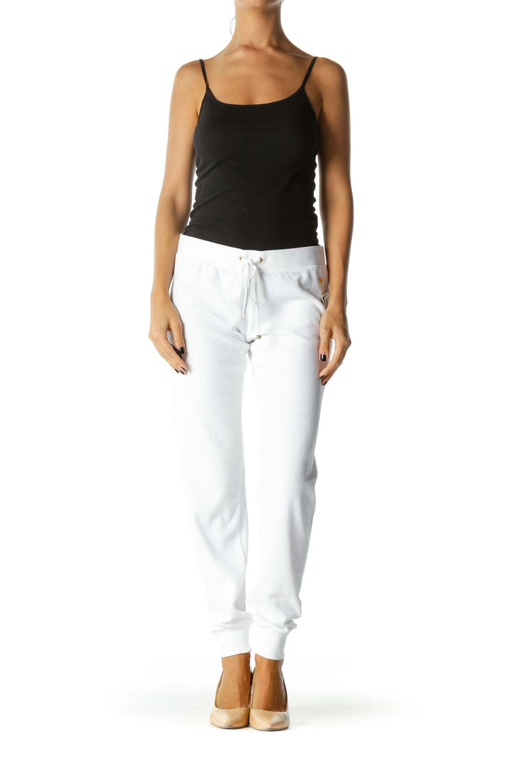 White Gold Hardware Drawstring Sweatpants