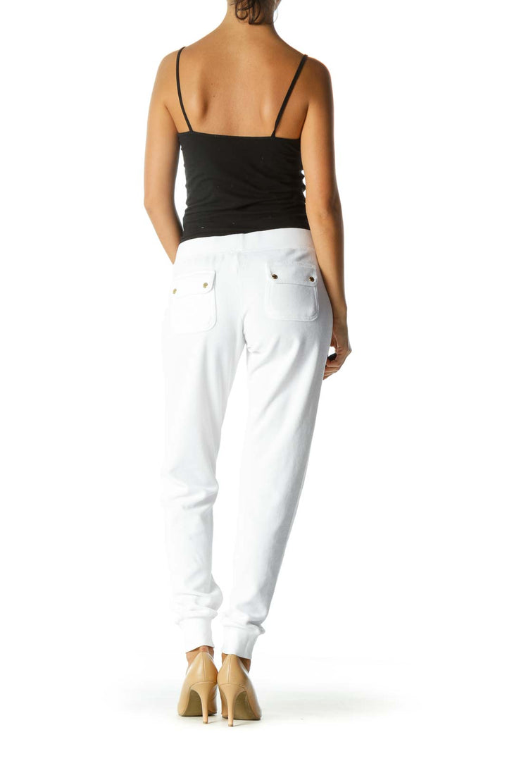 White Gold Hardware Drawstring Sweatpants