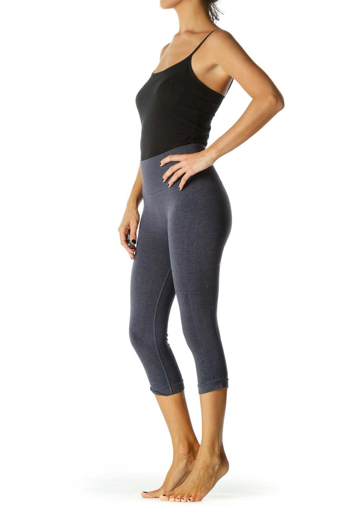 Gray Gathered Leg Detail Stretch Active Cropped Pants