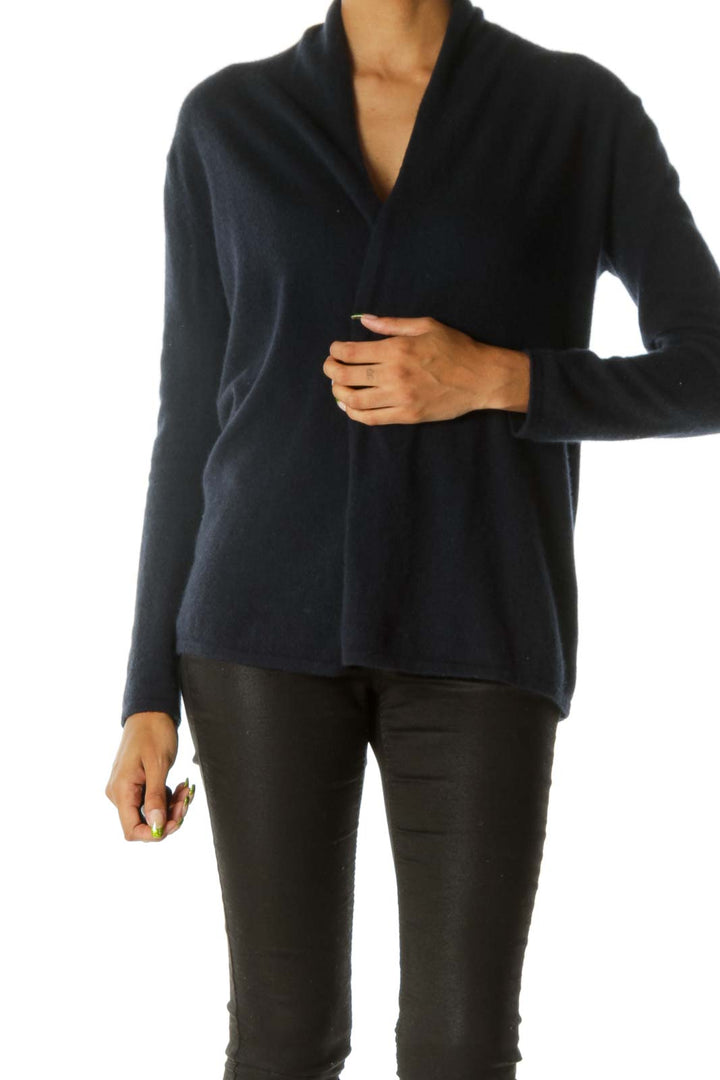 Navy Blue 100% Cashmere Open Knit Soft Cardigan