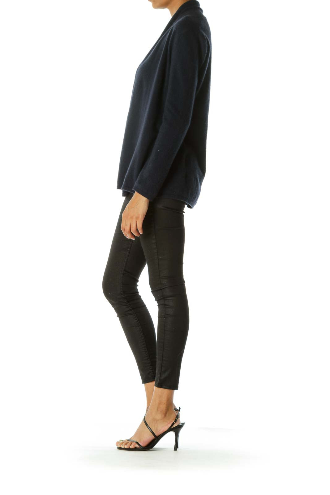 Navy Blue 100% Cashmere Open Knit Soft Cardigan