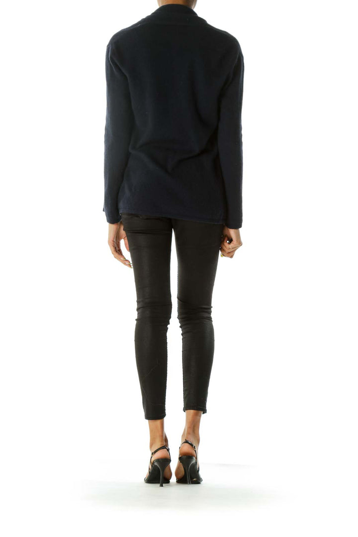 Navy Blue 100% Cashmere Open Knit Soft Cardigan