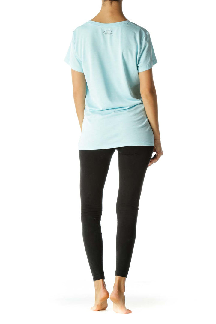 Light Blue V-Neck Mottled Soft Light Sports T-Shirt