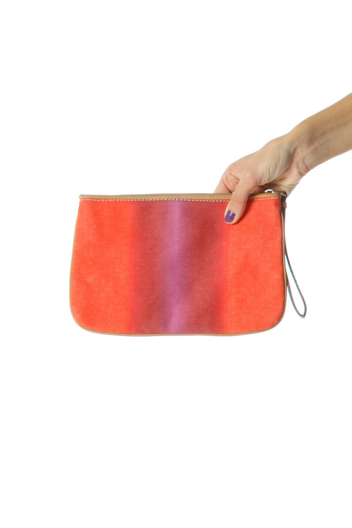 Orange Purple Brown Zippered Medium SIze Wristlet