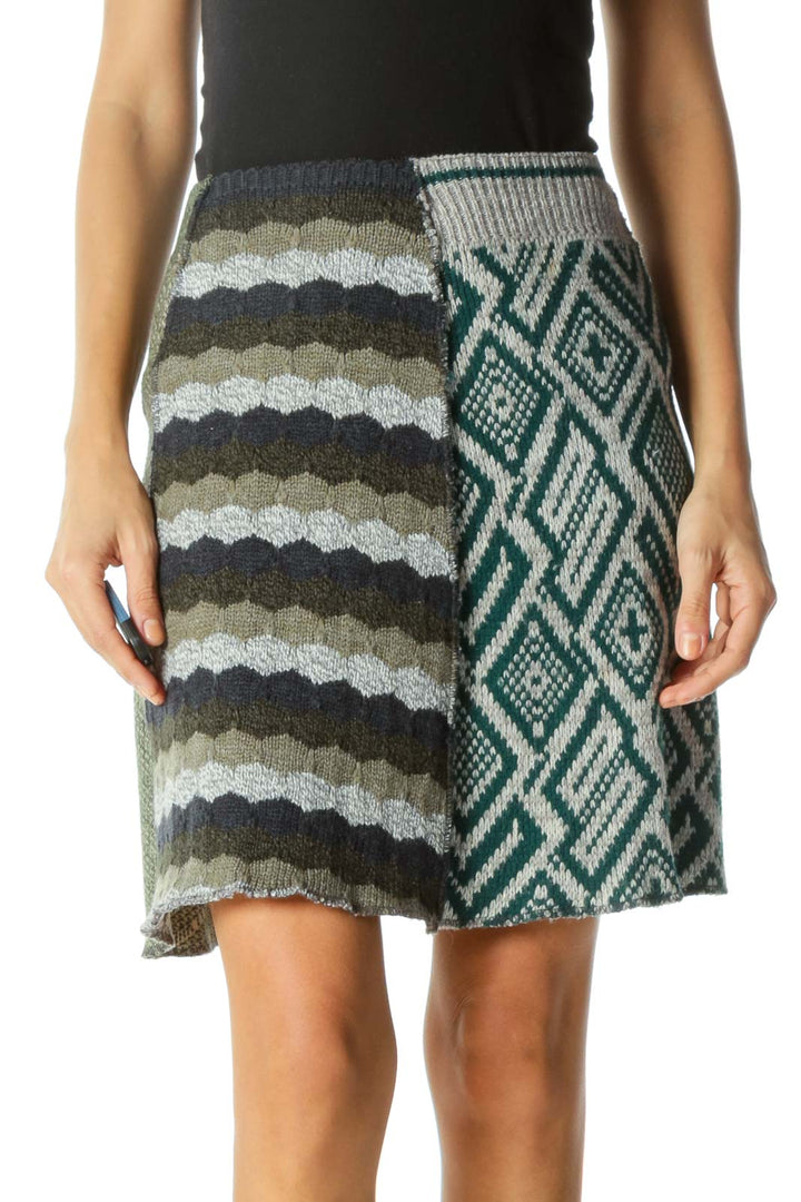 Multicolor A-Line Knit Skirt