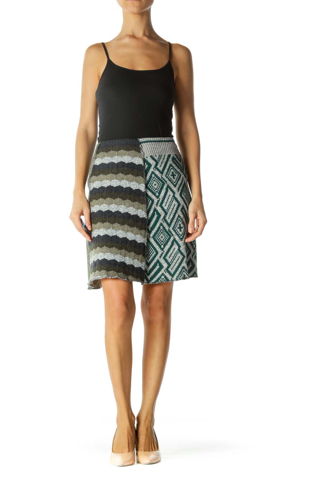 Multicolor A-Line Knit Skirt