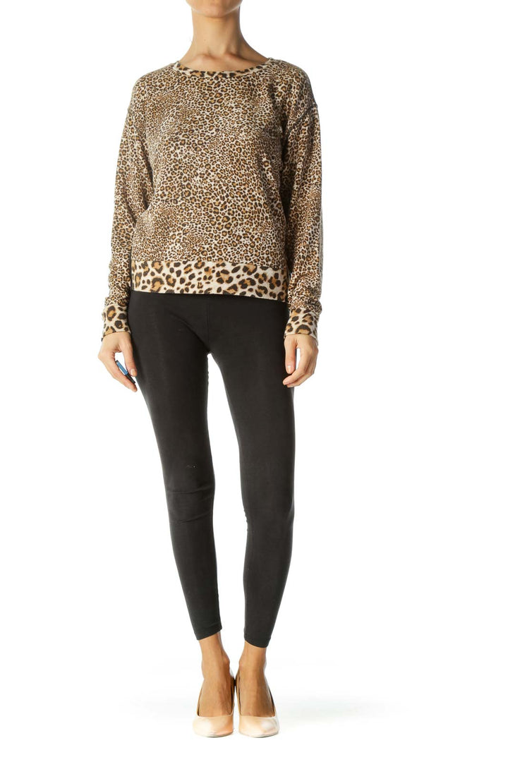 Brown Leopard Long Sleeves Top