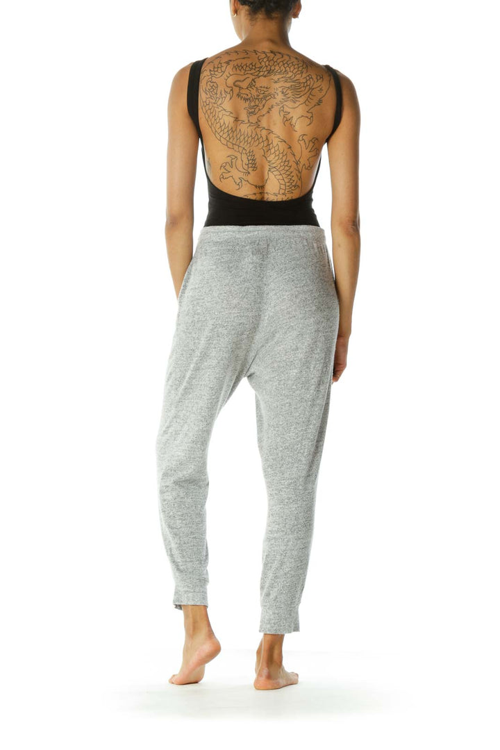 Gray Mottled Drawstring Stretch Comfy Pocketed Joggers