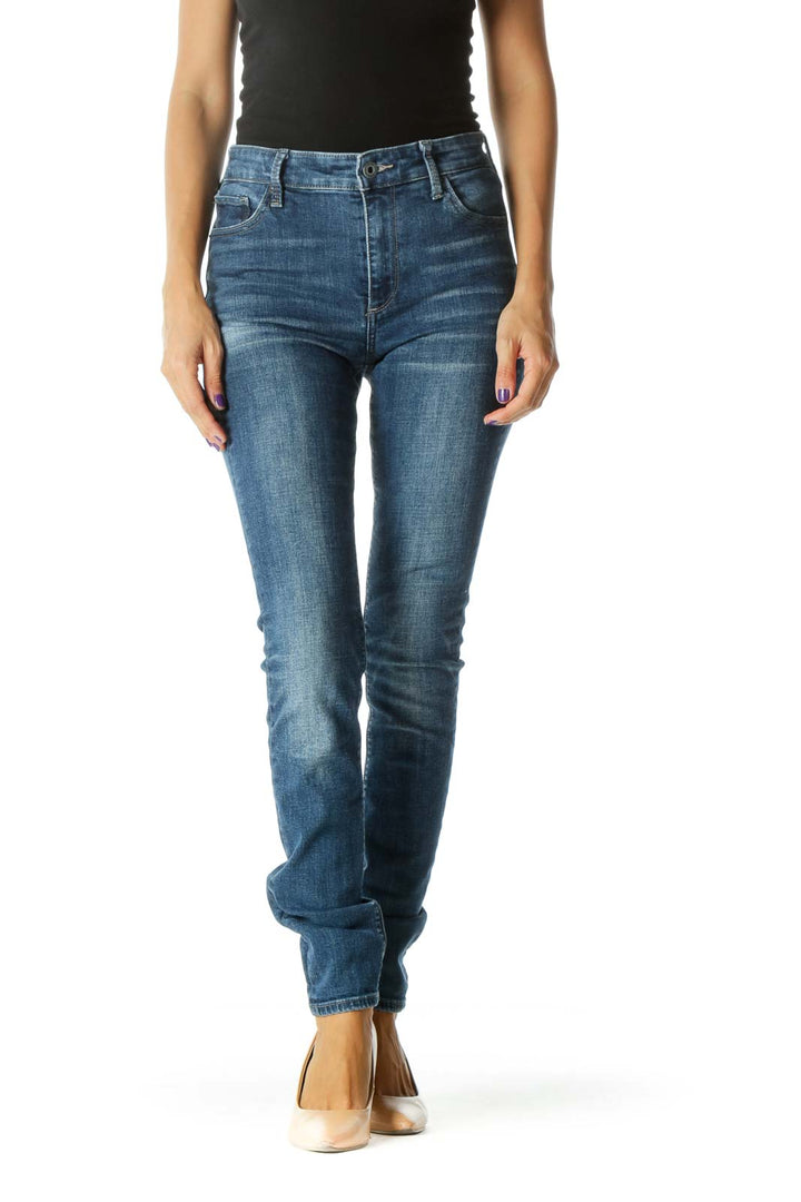 Blue Medium Wash Stretch Skinny Denim Jeans (Regular)