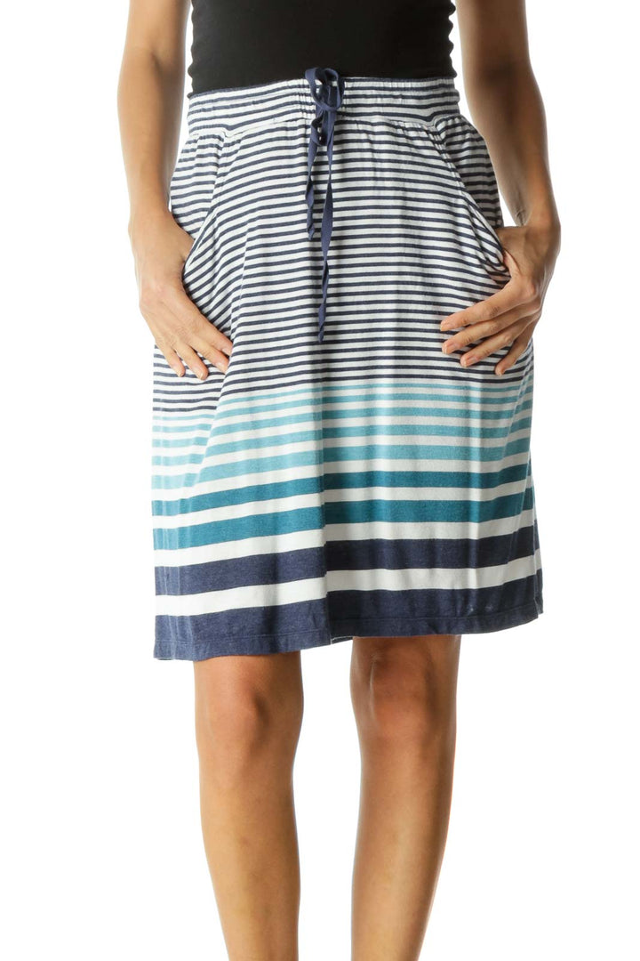 White Striped Flared Skirt