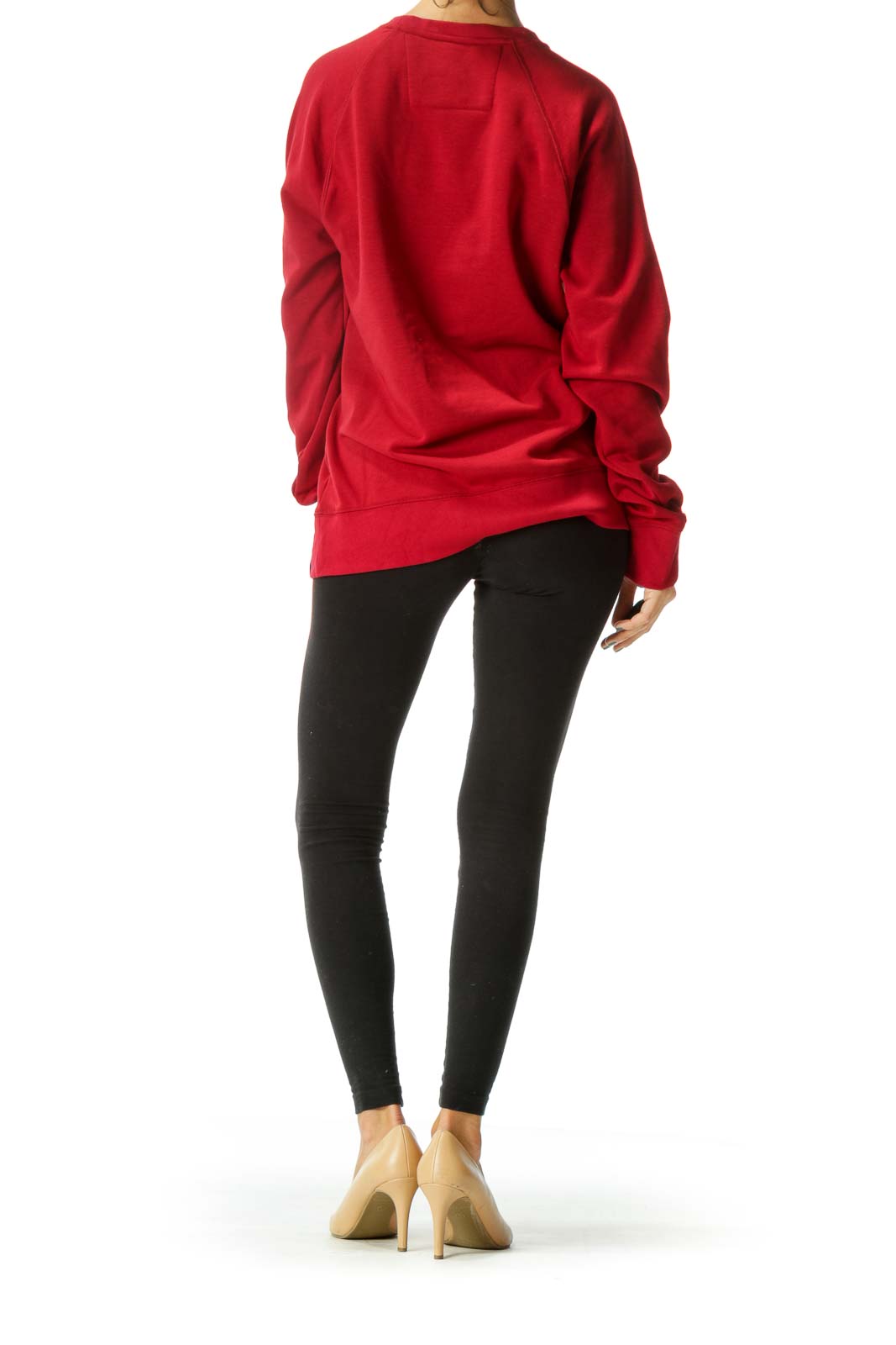 Red Round Neck Soft Pullover Sweater with Temperature Regulation Fabric Technology