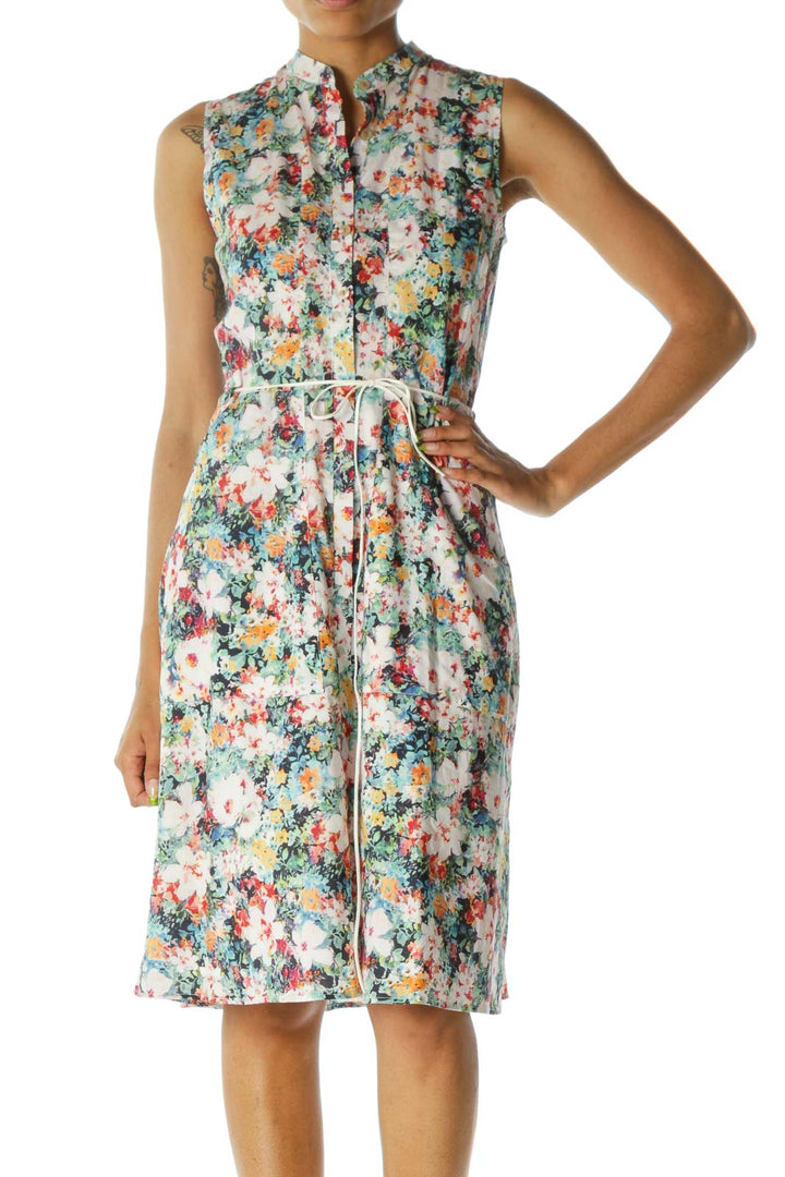 Multicolor Floral Button Down Day Dress