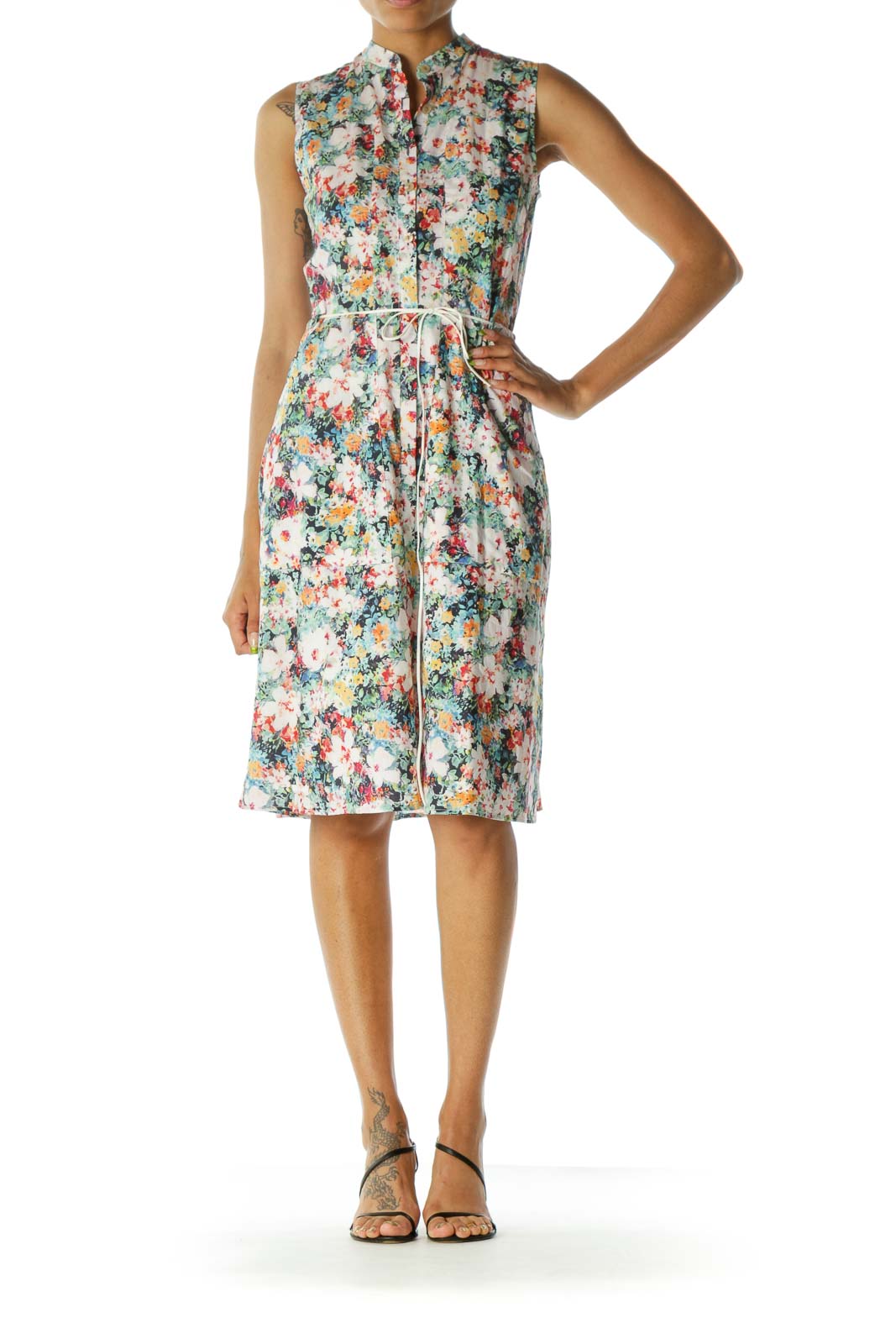 Multicolor Floral Button Down Day Dress