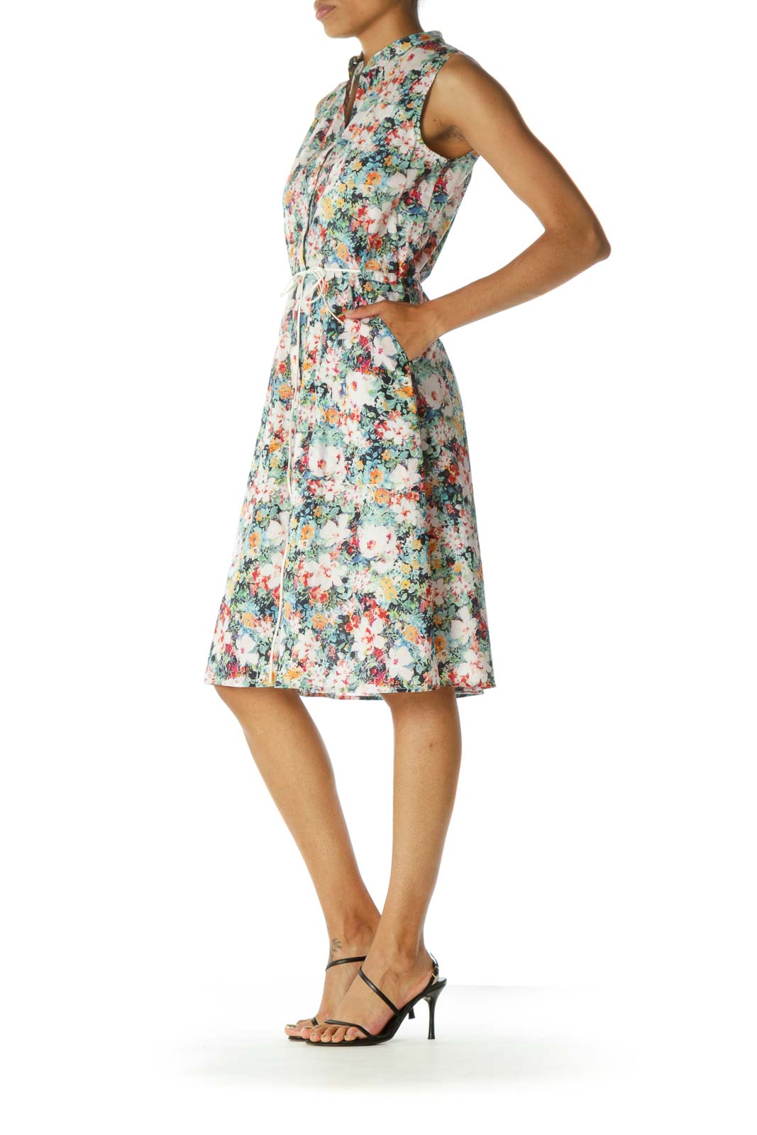 Multicolor Floral Button Down Day Dress