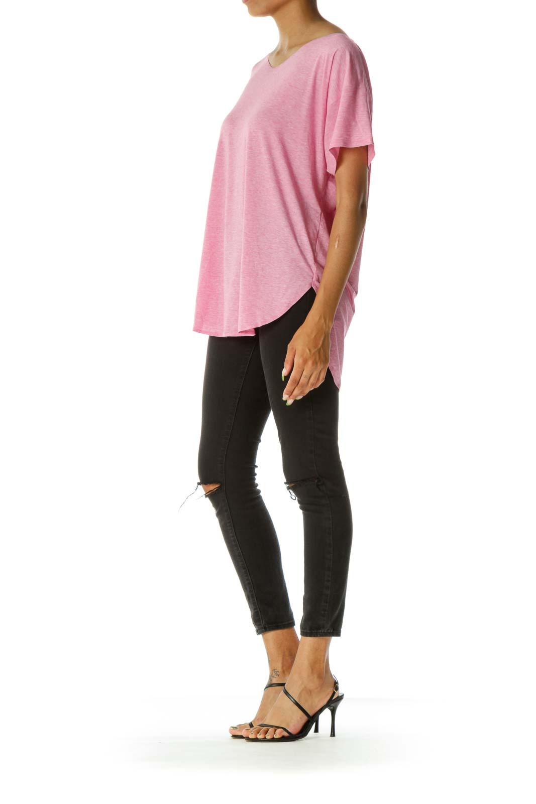 Pink Short Sleeve Round Neck Top