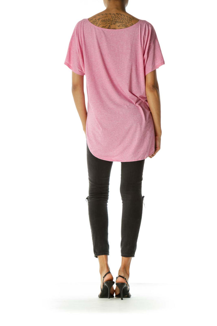 Pink Short Sleeve Round Neck Top