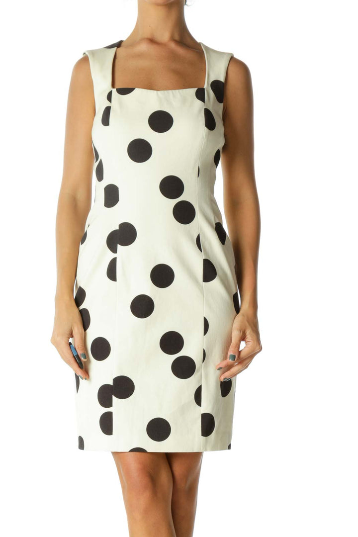 Black & Cream Polka Dot Slim Dress