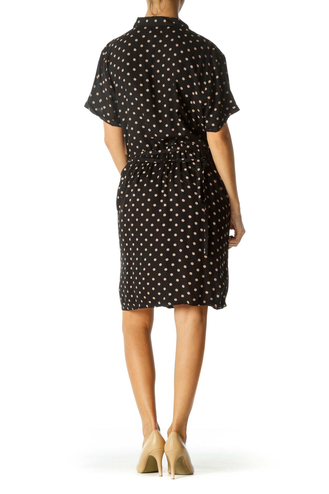 Black Polka Dot Midi Button Down Dress