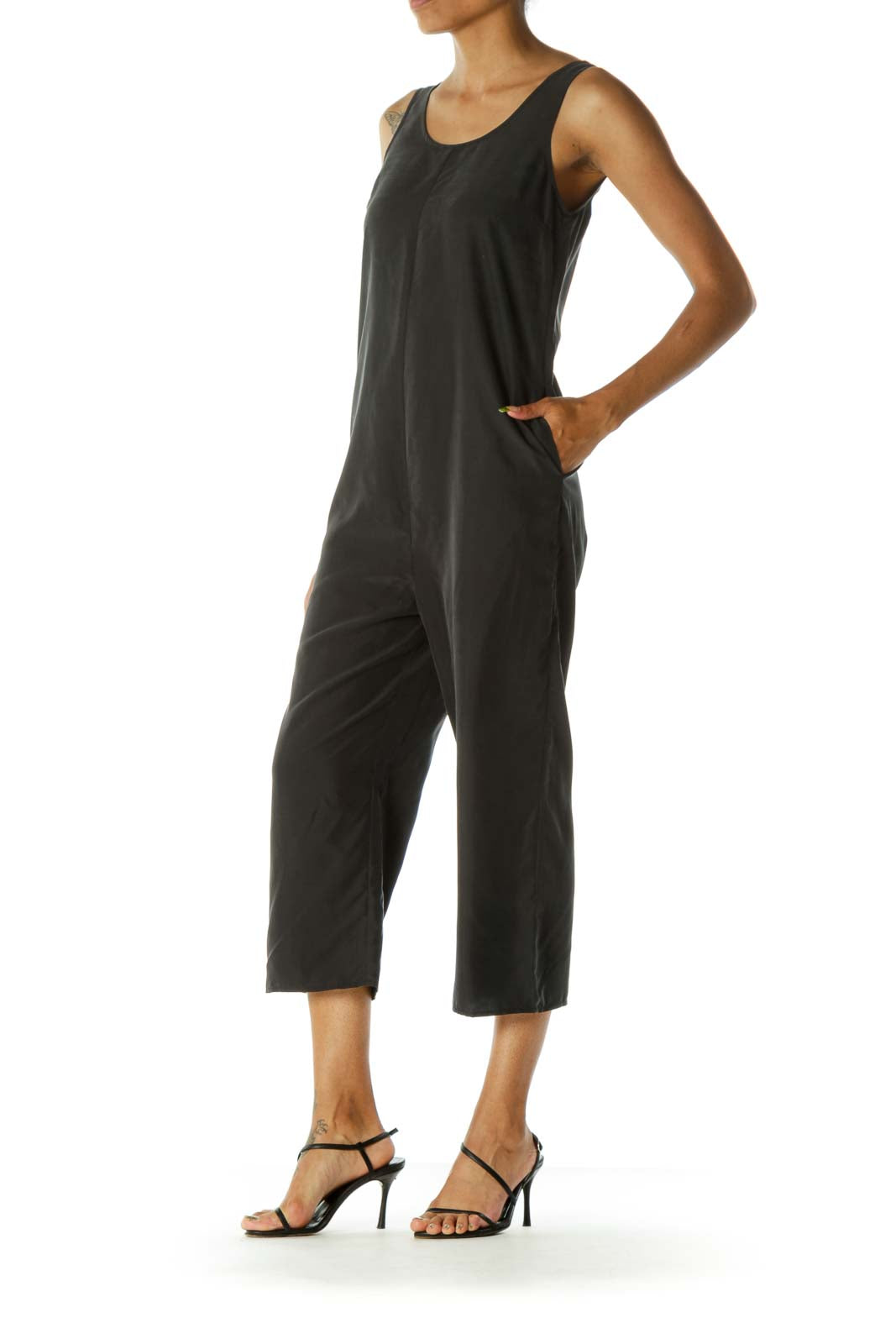 Black Relaxed Wide-Leg Jumpsuit