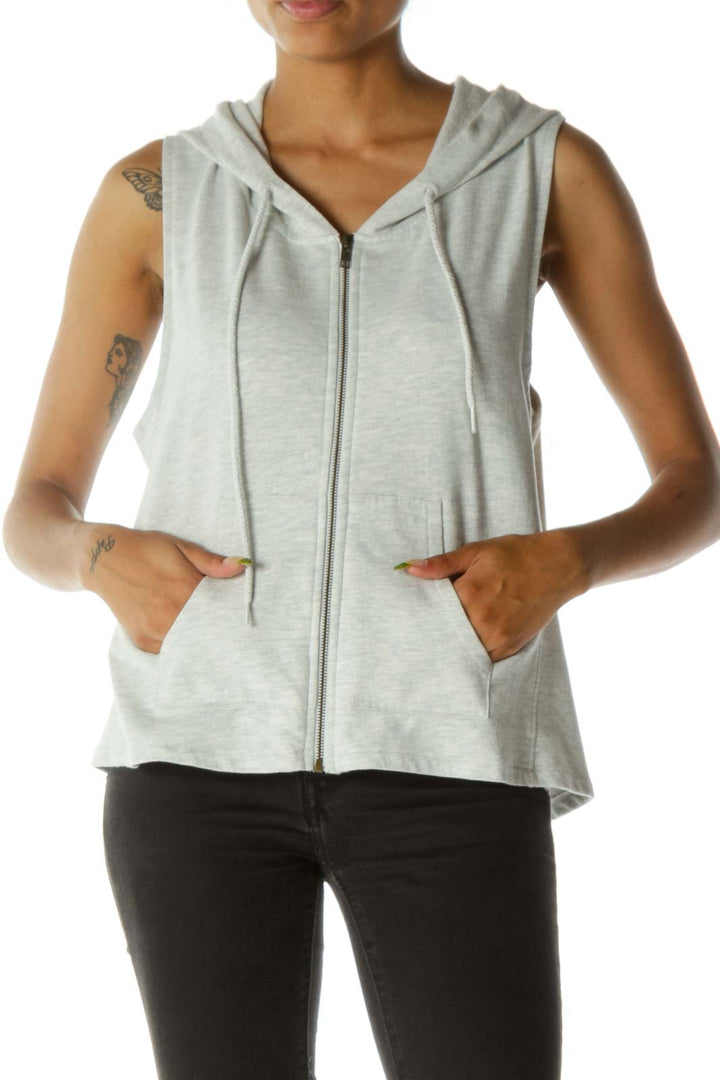 Light Gray Cotton Hooded Vest