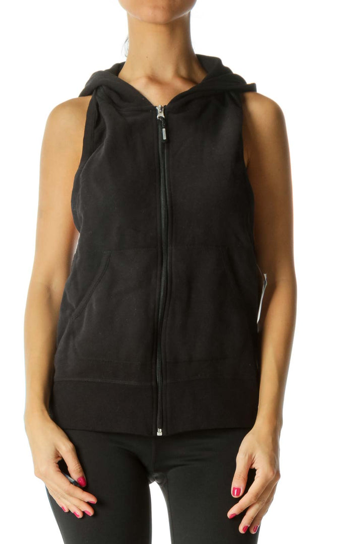 Black Mesh Material Hooded Quick-Dry Sweat Vest