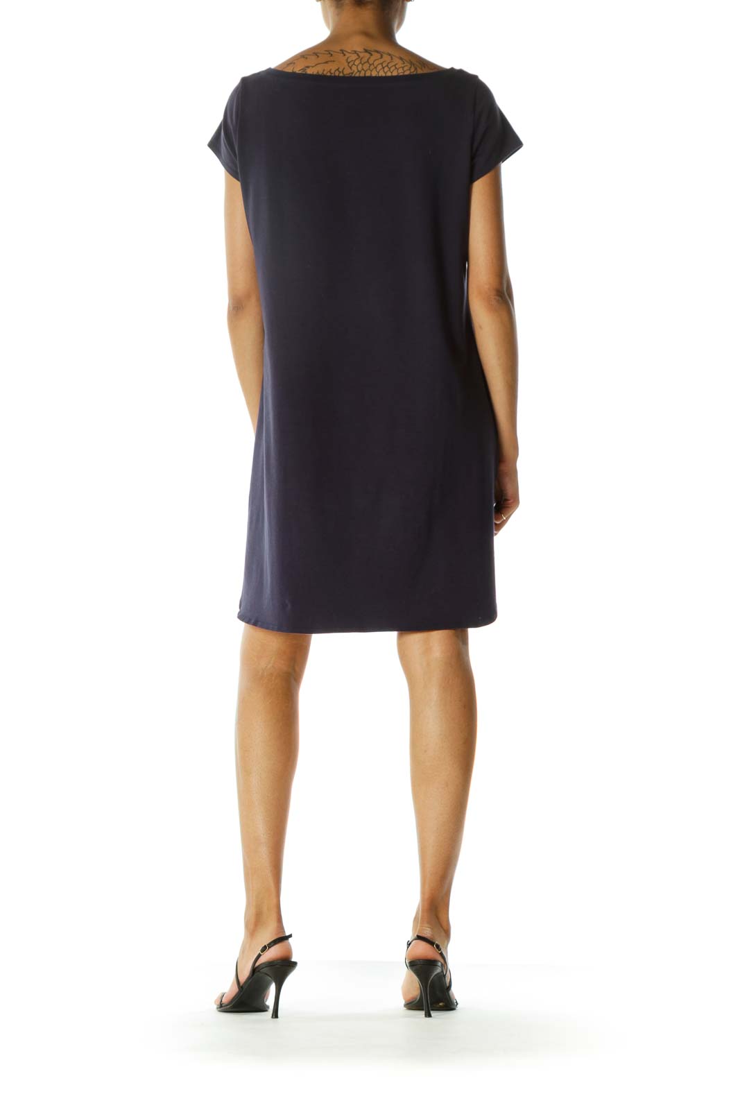 Navy Slim Midi Shirt Dress