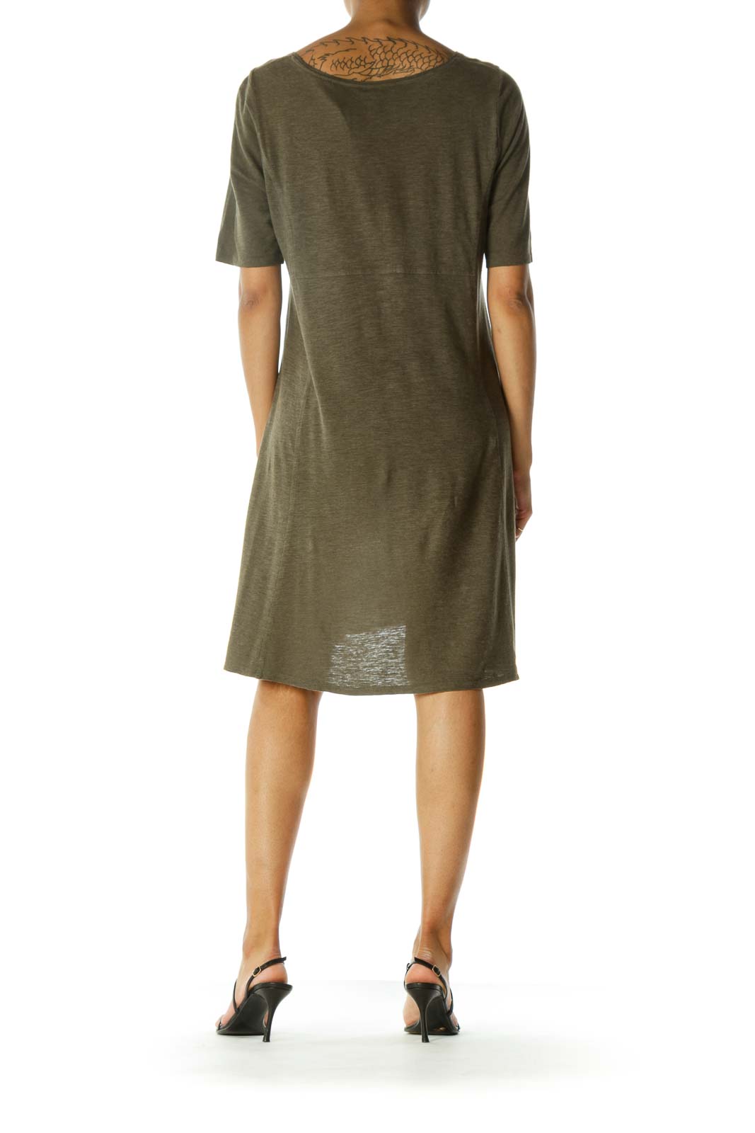 Olive Pocketed Relax Midi Dress