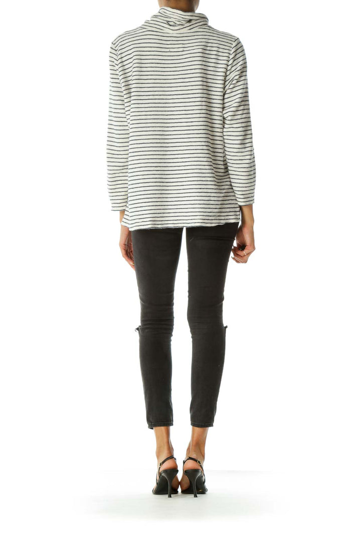 Black & White Stripe Mock Neck Sweater