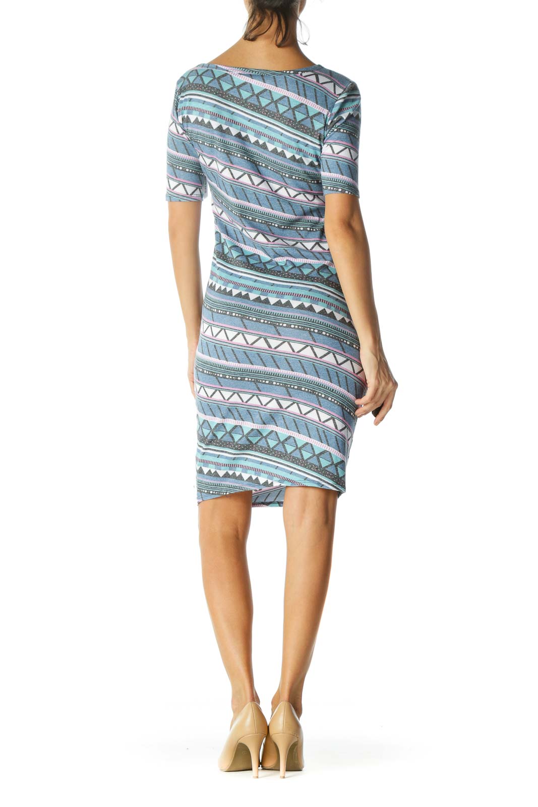 Blue Color Patterned Fit Dress