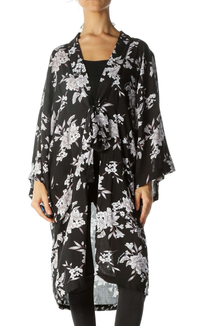 Black&Pink Floral Kimono