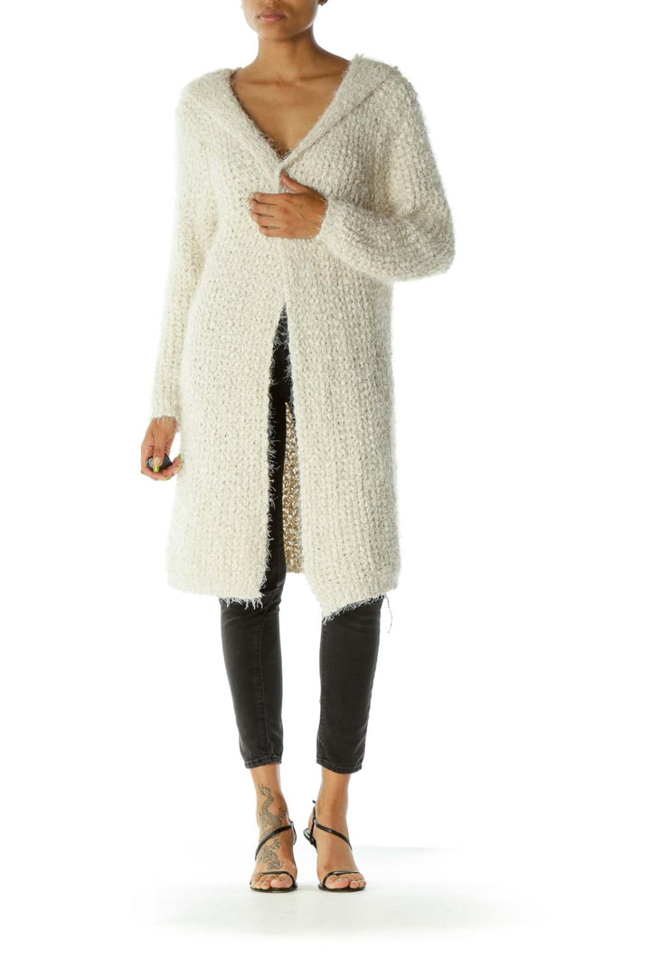 Beige Hooded Cardigan