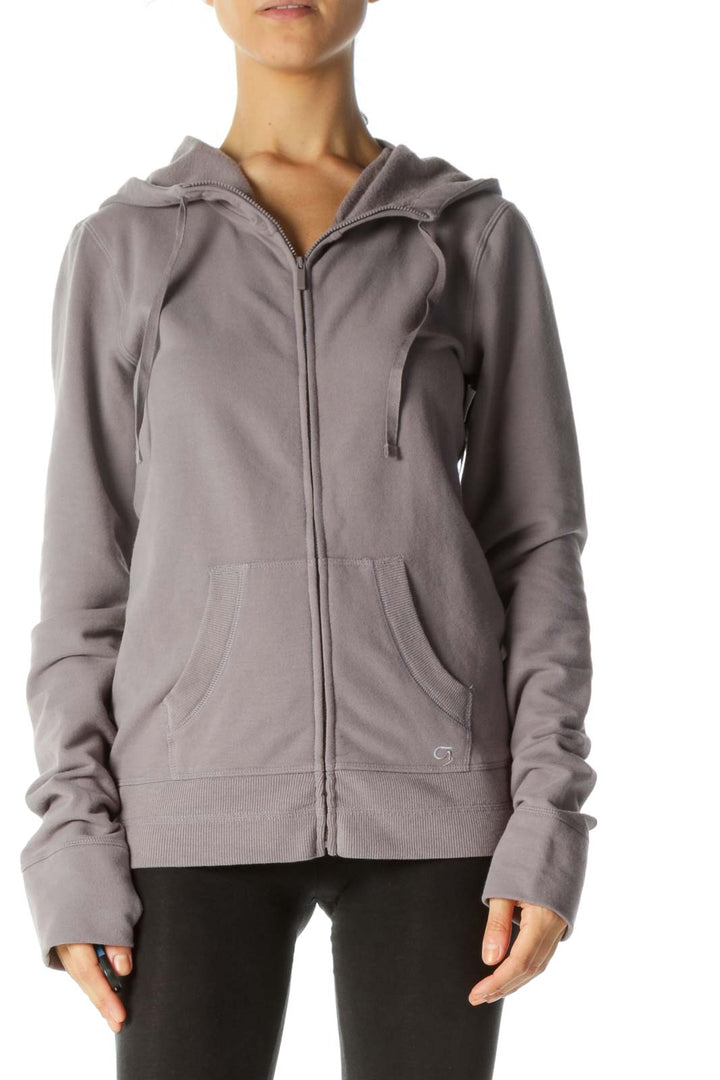 Purple Zipped Hooded Sports Jacket