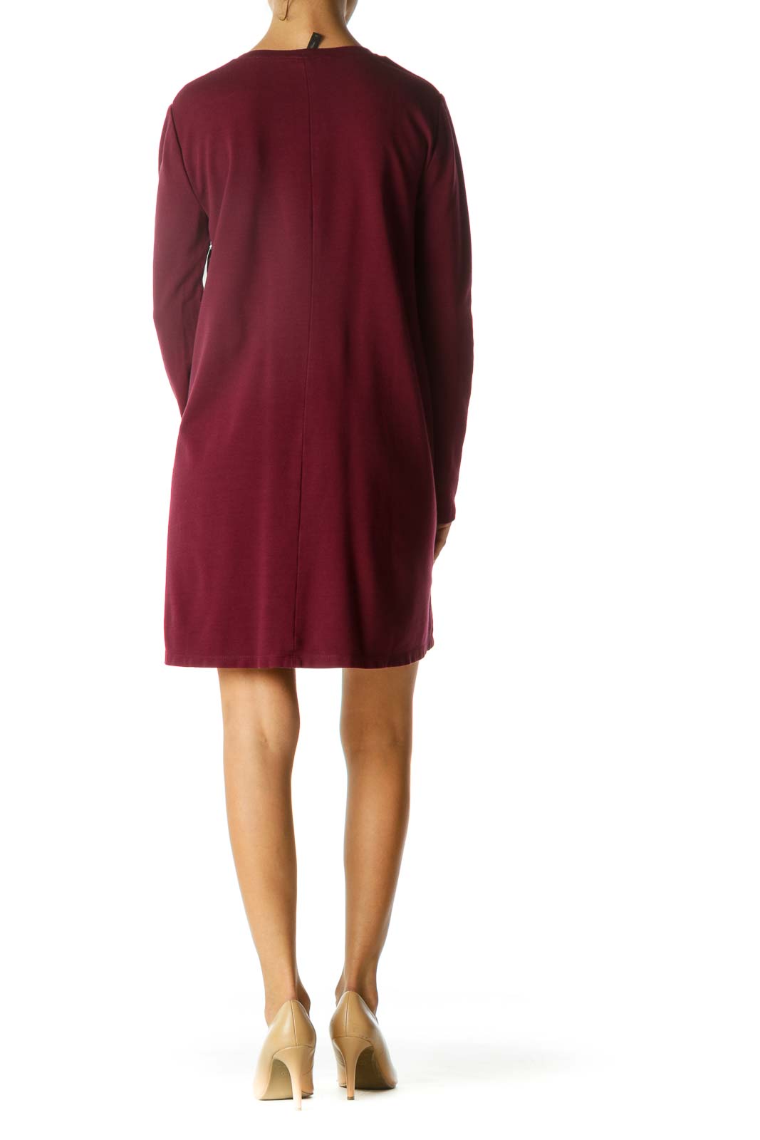 Burgundy Tent Dress with Leather Pockets