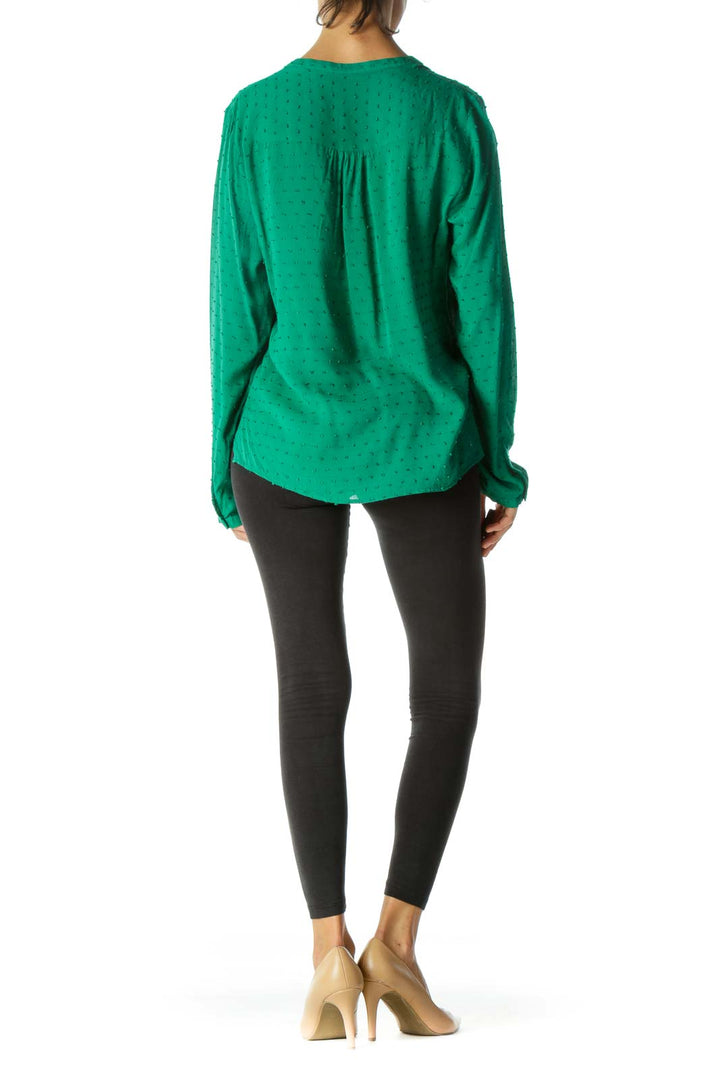 Emerald Green Textured Long Sleeve Blouse