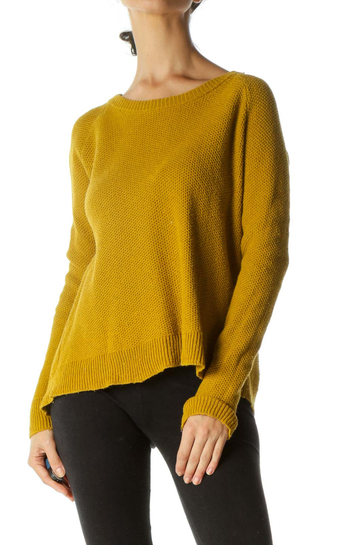 Mustard Yellow Round Neck Knit Sweater