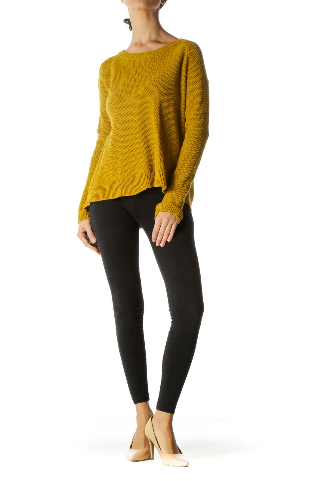 Mustard Yellow Round Neck Knit Sweater