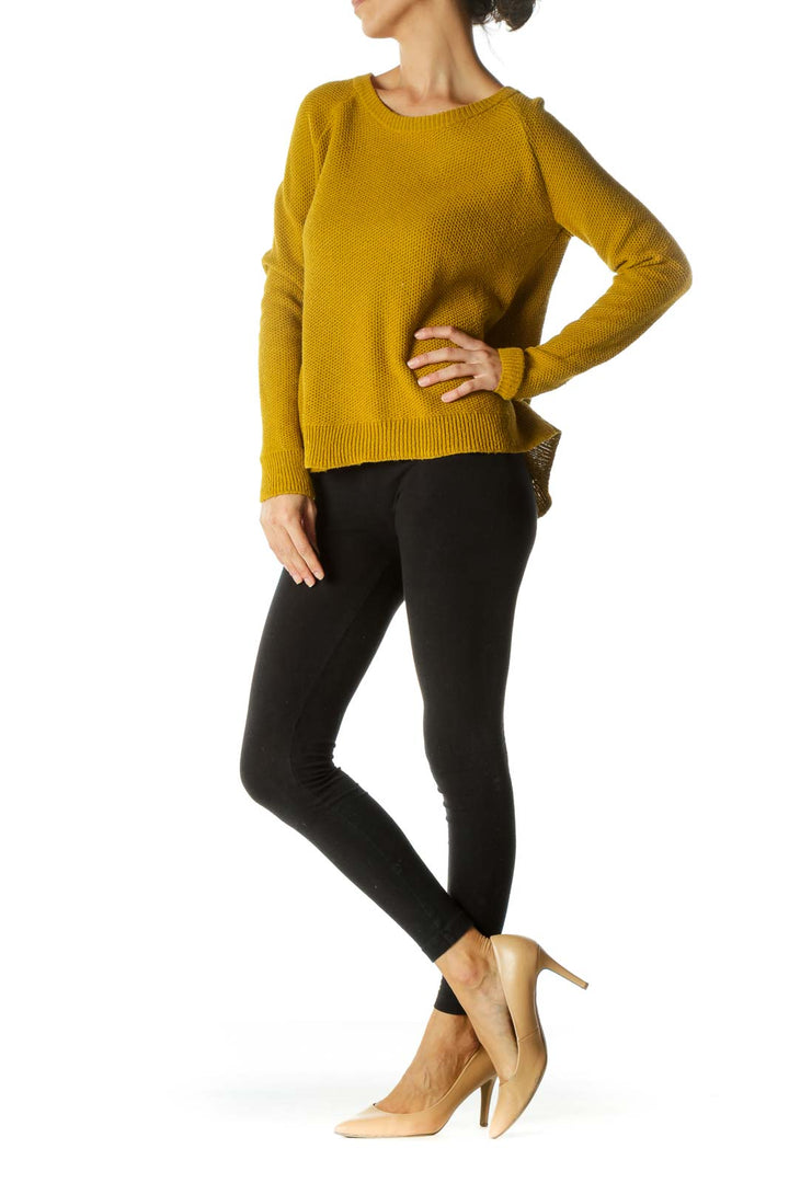 Mustard Yellow Round Neck Knit Sweater