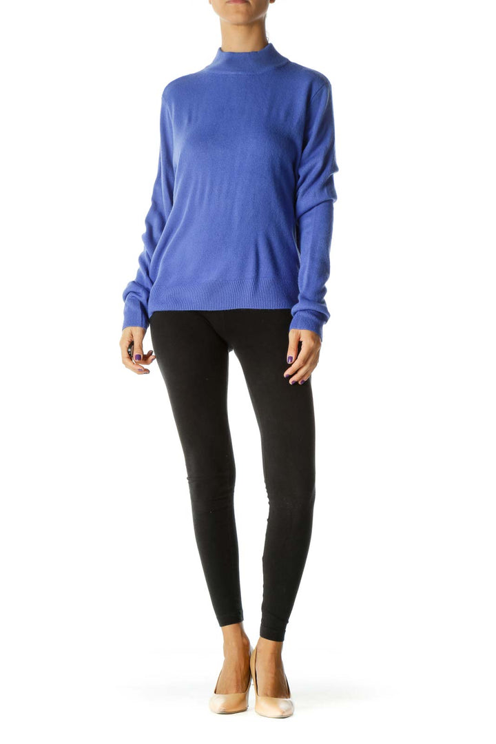 Blue Mock Neck Sweater