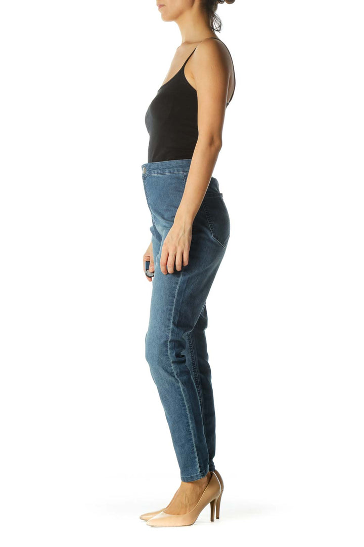 Blue Medium Wash Cinched Waist Skinny Pants