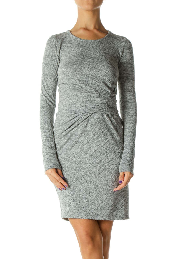 Gray Long Sleeve Knit Dress