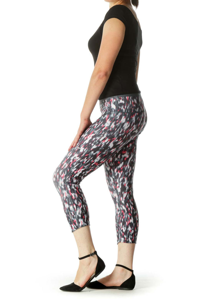 Black Gray Pink Print Inside Drawstring Active Pants