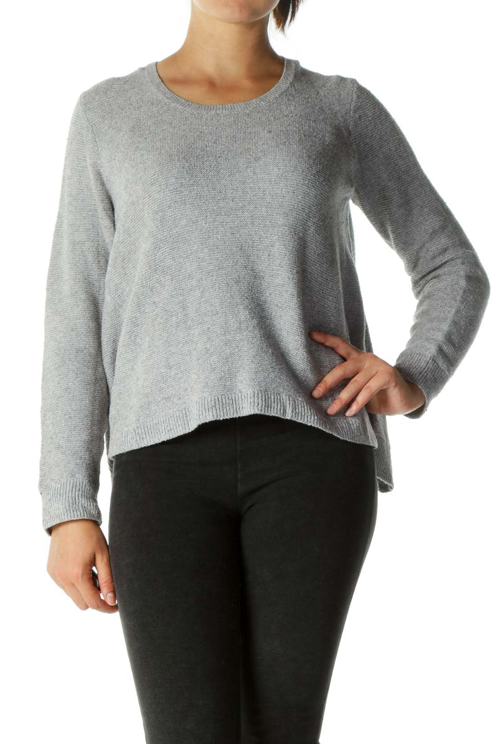 Gray Asymmetric Knit Top