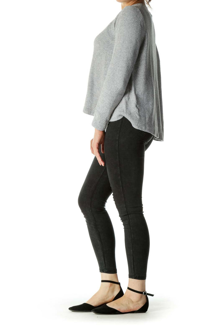 Gray Asymmetric Knit Top