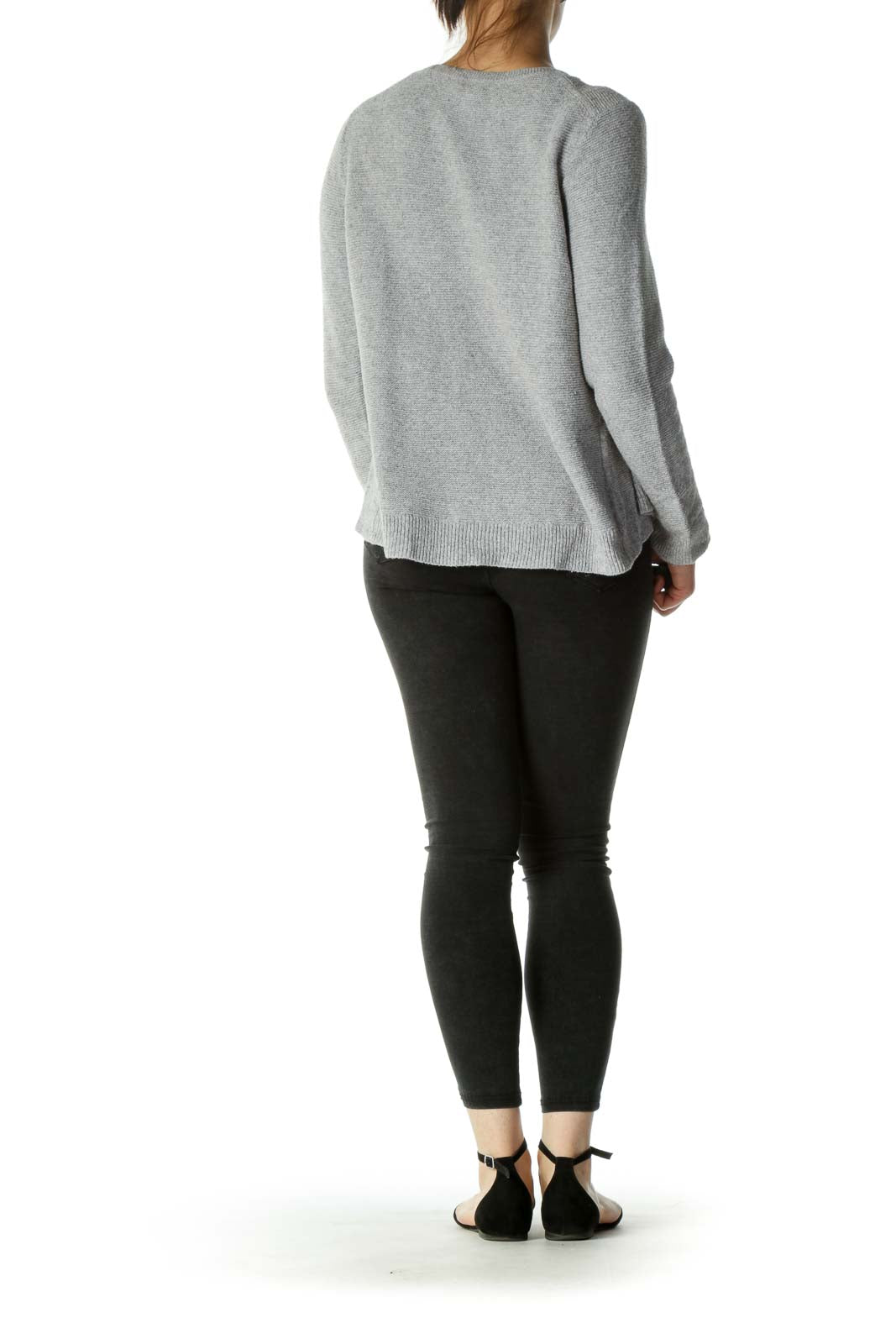 Gray Asymmetric Knit Top