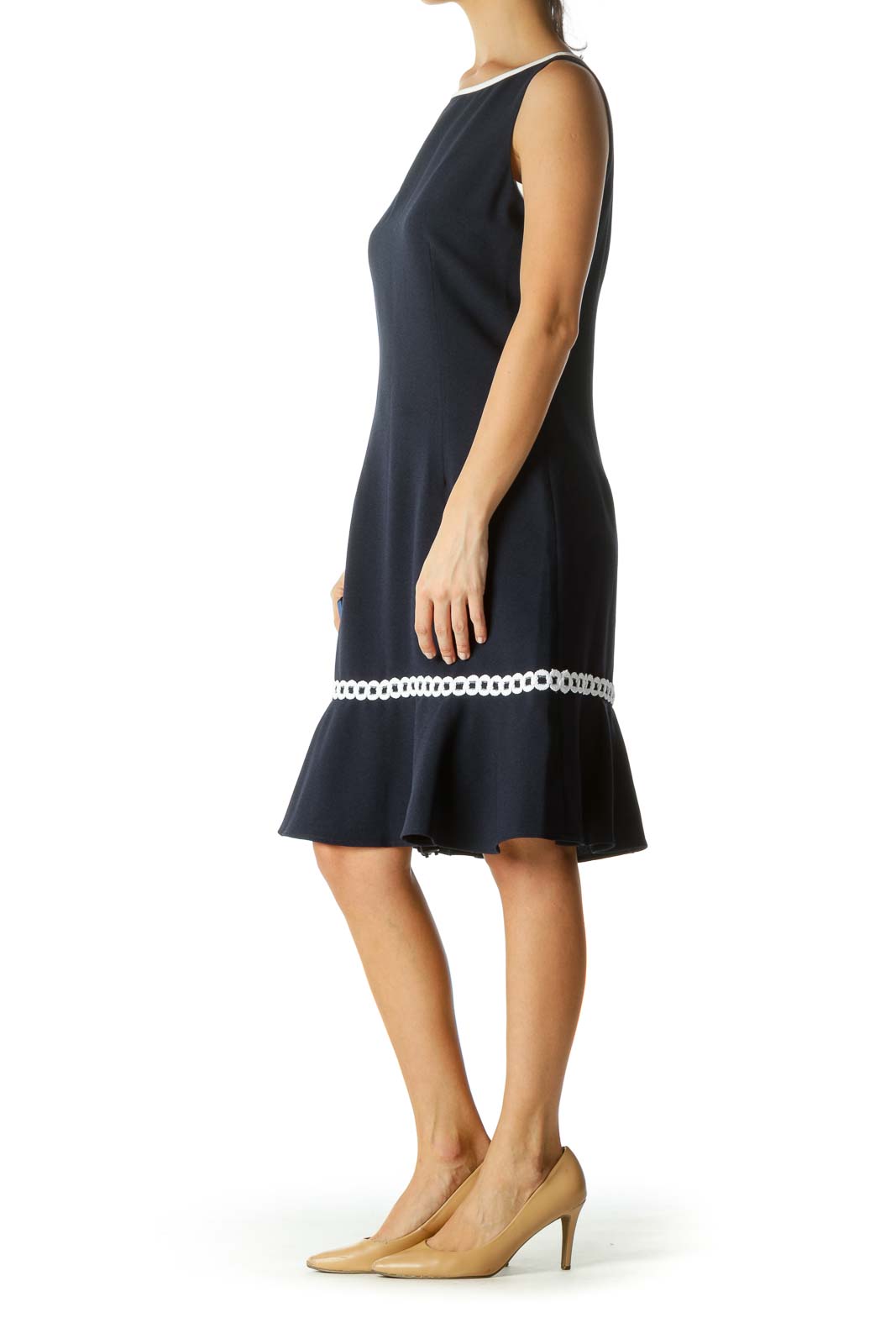 Navy Bottom Flared Midi Dress