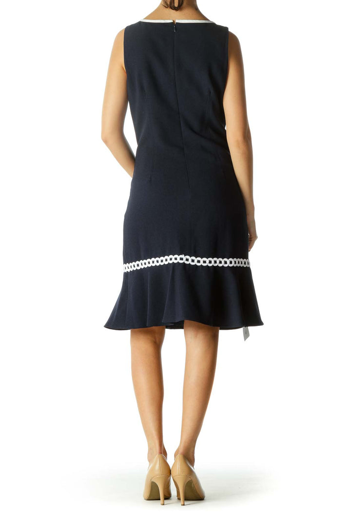 Navy Bottom Flared Midi Dress