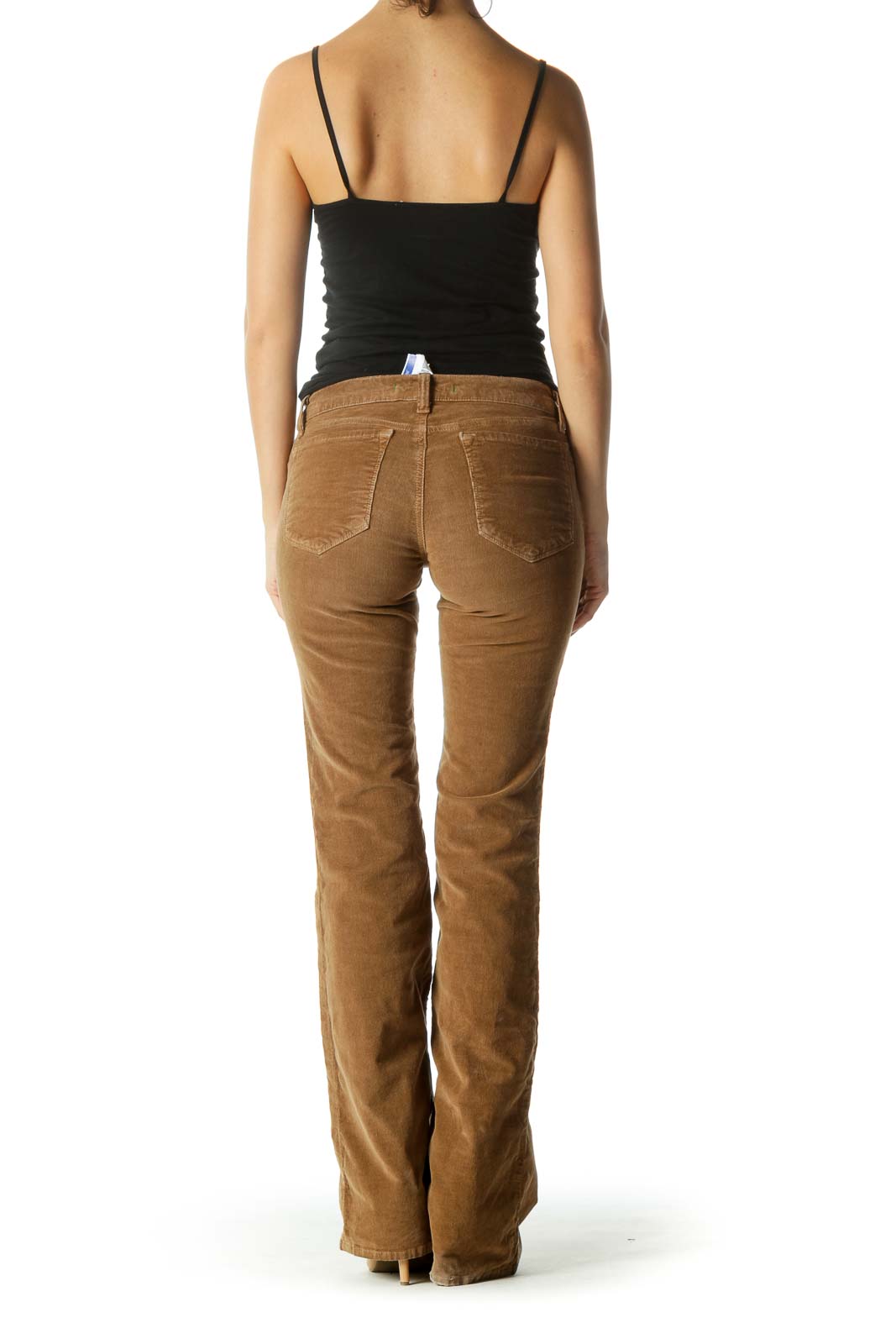 Brown Corduroy Pocketed Stretch Flared Pants