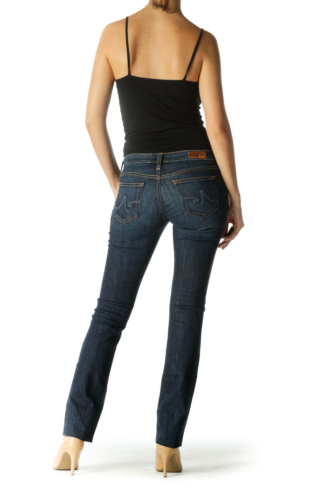 Blue Dark-Wash Slim Stretch Denim Jeans